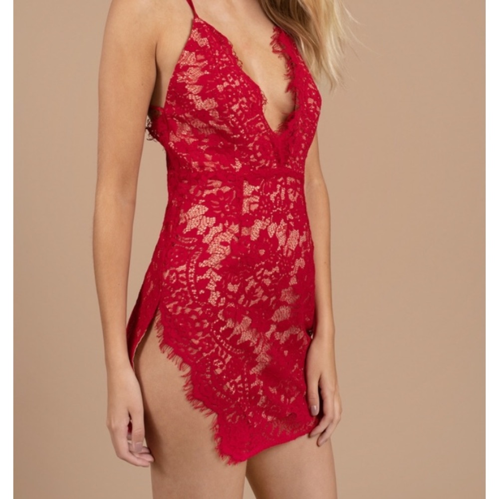 Red Mini Lace Dress